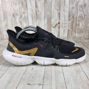 Nike Free RN 50 Women Black Gold Running Shoes AQ1316 008 Size 8.5